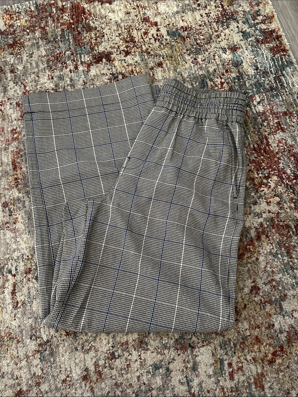 Madewell Black & White Windowpane Check Wide Leg Pants